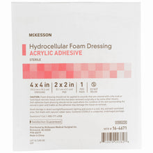 Load image into Gallery viewer, Foam Dressing McKesson 4 X 4 Inch With Border Film Backing Acrylic Adhesive Square Sterile #16-4671
