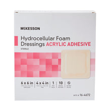 Load image into Gallery viewer, Foam Dressing McKesson 6 X 6 Inch With Border Film Backing Acrylic Adhesive Square Sterile #16-4672
