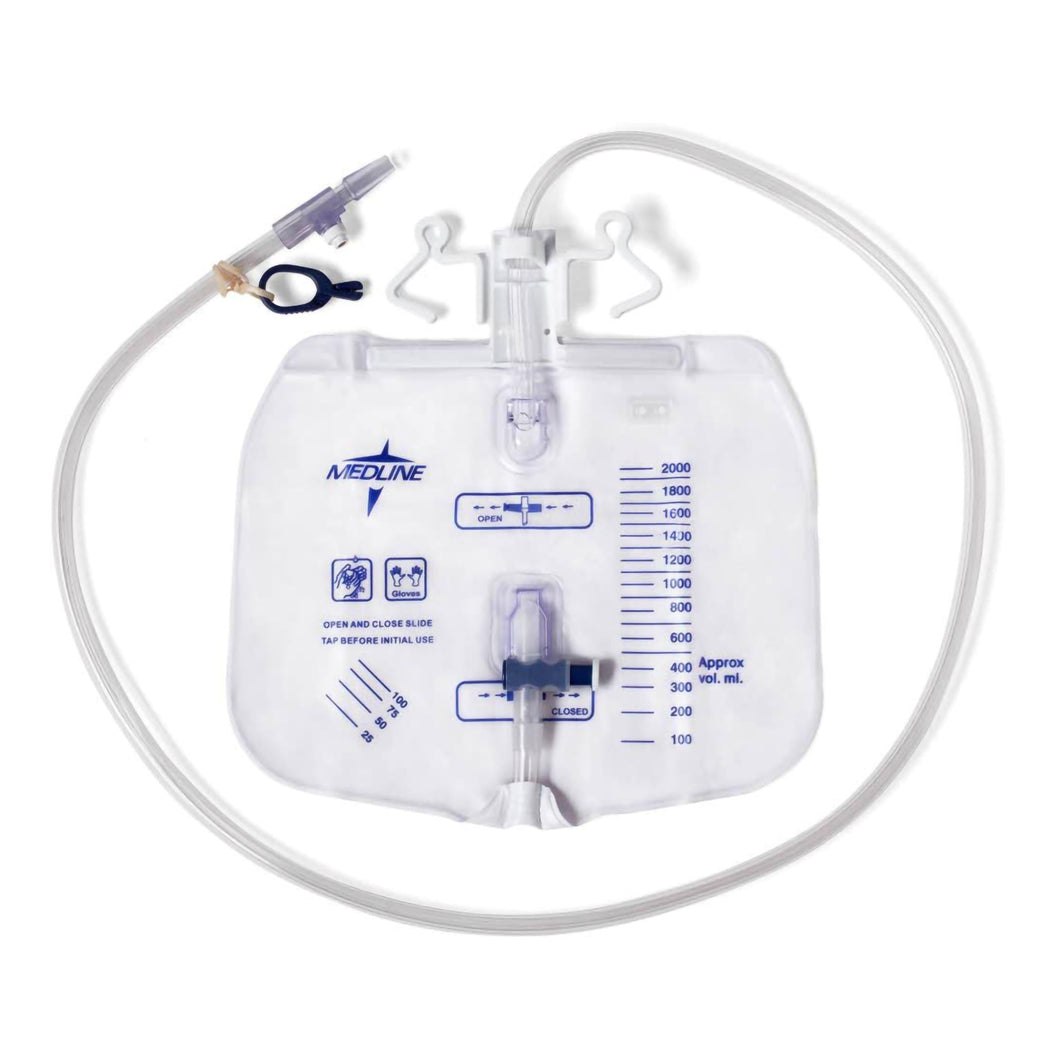 Medline Urinary Drain Bag Anti-Reflux Valve OR Sterile 2,000 mL Vinyl #DYND25205