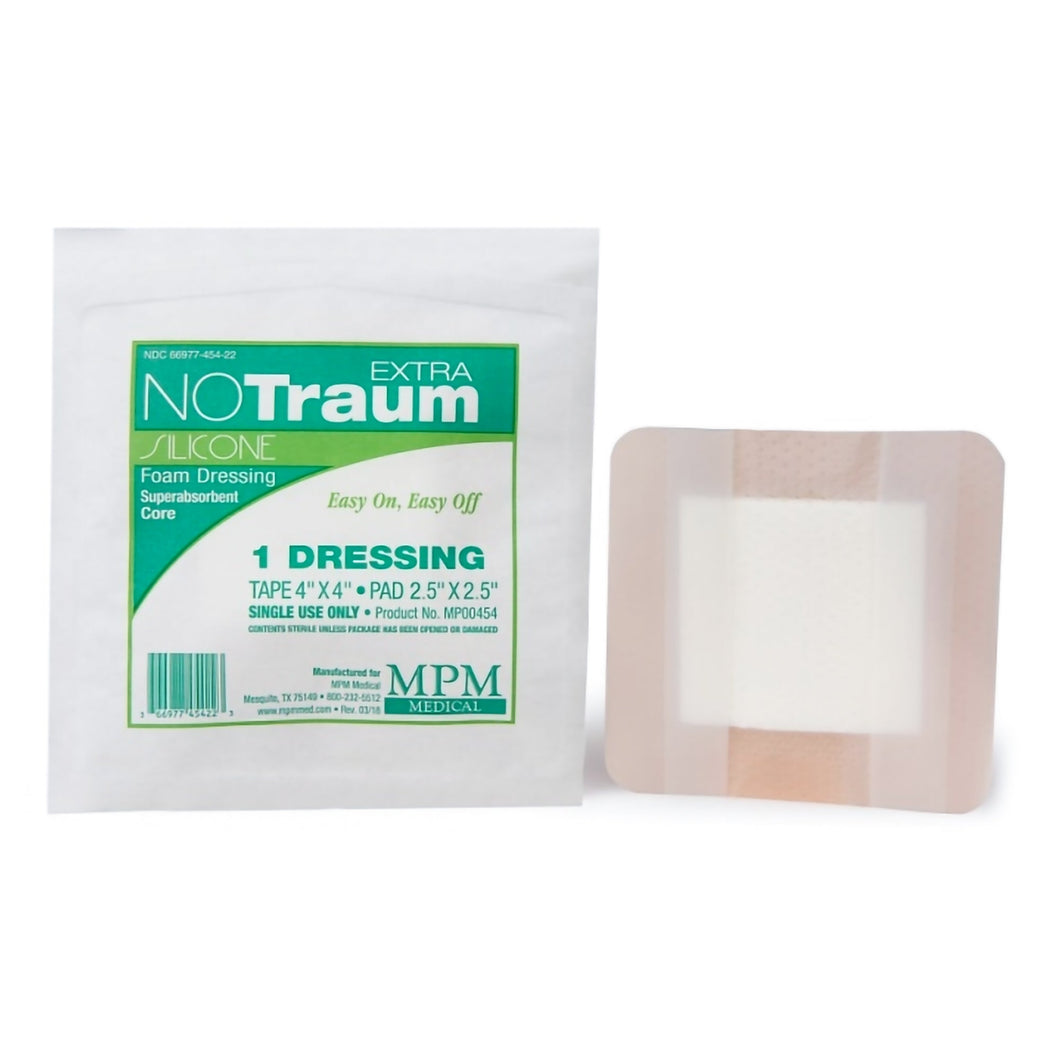 MPM Medical Foam Dressing NOTraum 4 X 4 Inch With Border Waterproof Ba ...