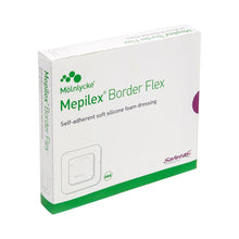 Load image into Gallery viewer, Molnlycke Foam Dressing Mepilex® Border Flex 3-1/10 X 4 Inch With Border Film Backing Silicone Adhesive Oval Sterile #583500
