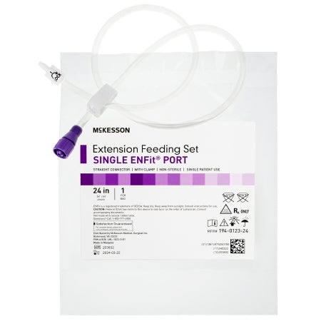 Bolus Enteral Feeding Extension Tube Set McKesson 24 Inch, EnFit, Secure Lock Straight Connector and Clamp, NonSterile