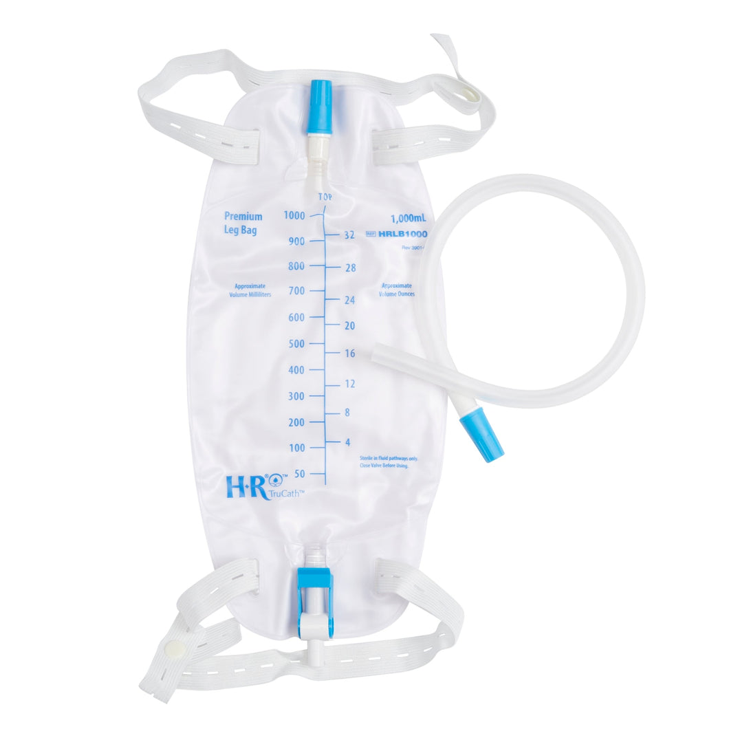 HR Healthcare Urinary Leg Bag TruCath™ Premium Without Valve Sterile 1,000 mL Vinyl / Flocked #HRLB1000