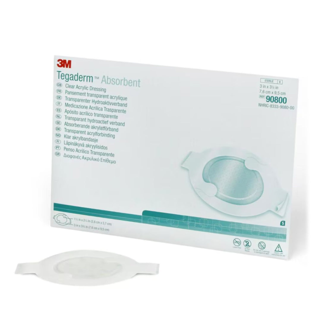 Absorbent Transparent Film Dressing 3M™ Tegaderm™ Absorbent 3 X 3-3/4 Inch Oval Sterile #90800