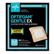 Load image into Gallery viewer, Medline Foam Dressing Optifoam® Gentle EX 4 X 4 Inch With Border Waterproof Backing Silicone Face and Border Square Sterile #MSCEX44EP
