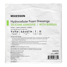 Load image into Gallery viewer, Foam Dressing McKesson 9 X 9 Inch With Border Waterproof Film Backing Silicone Gel Adhesive Sacral Sterile #4841
