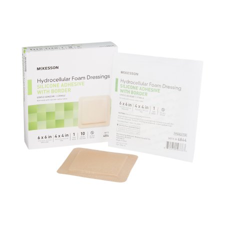 Foam Dressing 6 X 6 Inch With Border Film Backing Silicone Gel Adhesive Square Sterile