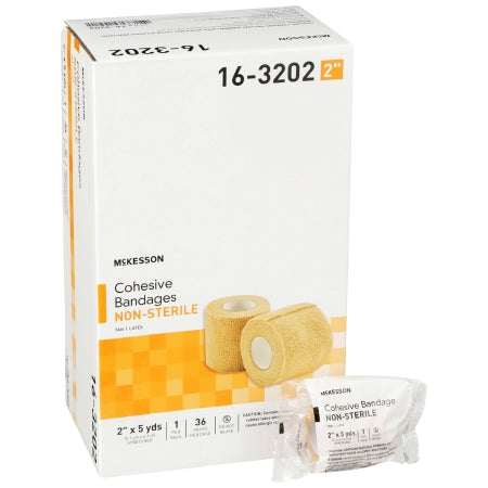 Cohesive Bandage 2 Inch X 5 Yard Self-adherent Closure Tan NonSterile Standard Compression