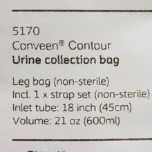 Load image into Gallery viewer, Coloplast Urinary Leg Bag Conveen® Security+ Anti-Reflux Valve NonSterile 600 mL Polyethylene / Flocked #5170

