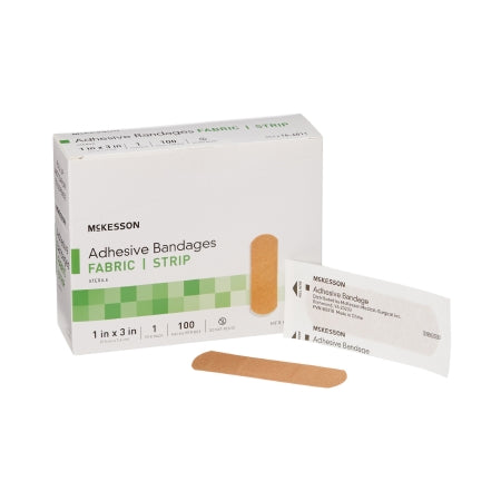 Adhesive Strip 1 X 3 Inch Fabric Rectangle Tan Sterile