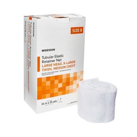 Elastic Net Retainer Dressing Tubular Elastic 34 Inch X 25 Yard (86.4 cm X 22.9 m) Size 8 White Large Head / X-Large Thigh / Medium Chest NonSterile