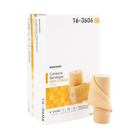 Cohesive Bandage 6 Inch X 5 Yard Self-adherent Closure Tan NonSterile Standard Compression