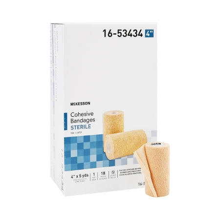 Cohesive Bandage 4 Inch X 5 Yard Self-Adherent Closure Tan Sterile Standard Compression