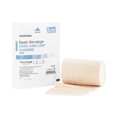 Elastic Bandage 3 Inch X 5 Yard Single Hook and Loop Closure Tan Sterile Standard Compression