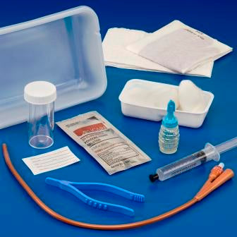 Indwelling Catheter Tray Dover™ IC 2-Way Foley 18 Fr. 5 cc Balloon Silver Coated Silicone