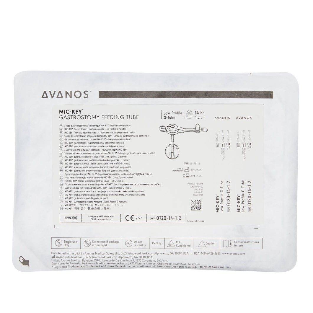 Avanos Medical Sales LLC Low Profile Gastrostomy Tube Kit MIC-Key® 14 Fr. 1.2 cm Tube Silicone Sterile #0120-14-1.2