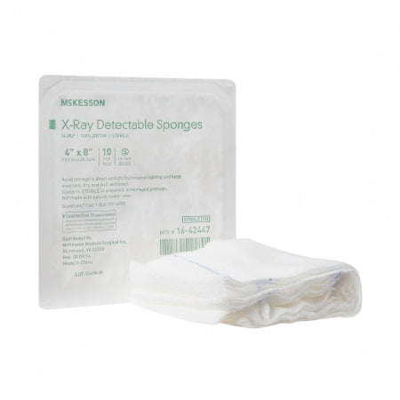 Gauze Sponge X-Ray Detectable 4 X 8 Inch 16-Ply Sterile X-Ray Detectable 10 per Tray