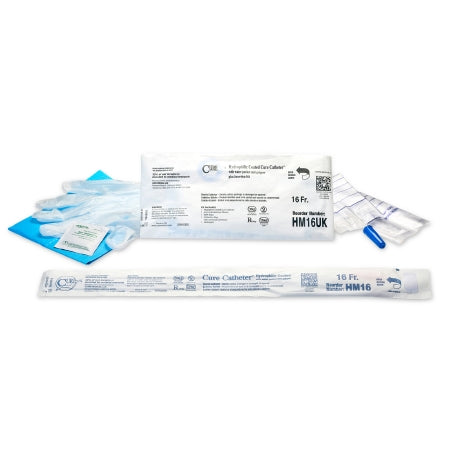 Intermittent Catheter Tray Hydrophilic Cure Catheter® Male / Straight Tip w/ Insert 16 Fr. Hydrophilic Coated PVC