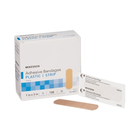 Adhesive Strip 1 X 3 Inch Plastic Rectangle Tan Sterile