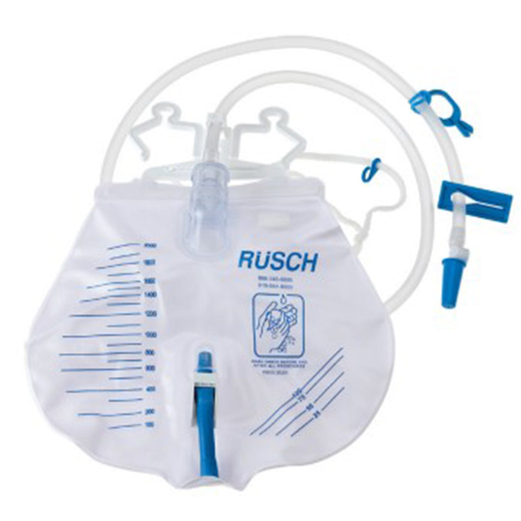 Teleflex Urinary Drain Bag Rusch® Premium Anti-Reflux Valve Sterile 2,000 mL Vinyl#390000