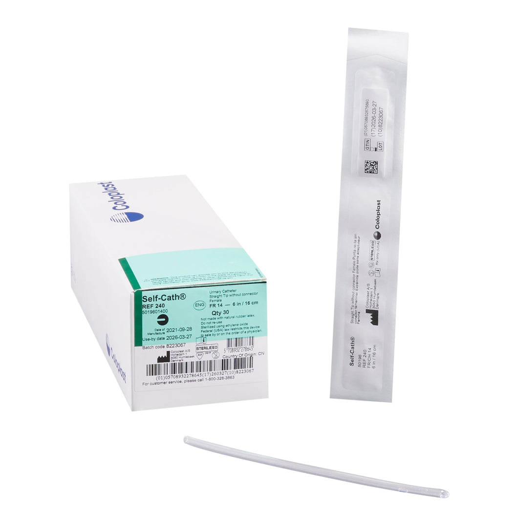 Coloplast Urethral Catheter Self-Cath® Straight Tip Uncoated PVC 14 Fr. 6 Inch #240