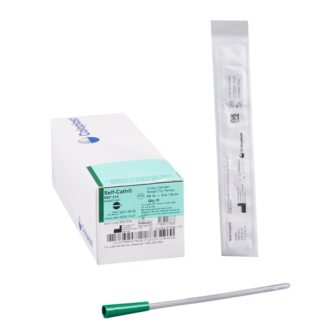 Coloplast Urethral Catheter Self-Cath® Straight Tip Uncoated PVC 14 Fr. 6 Inch #214