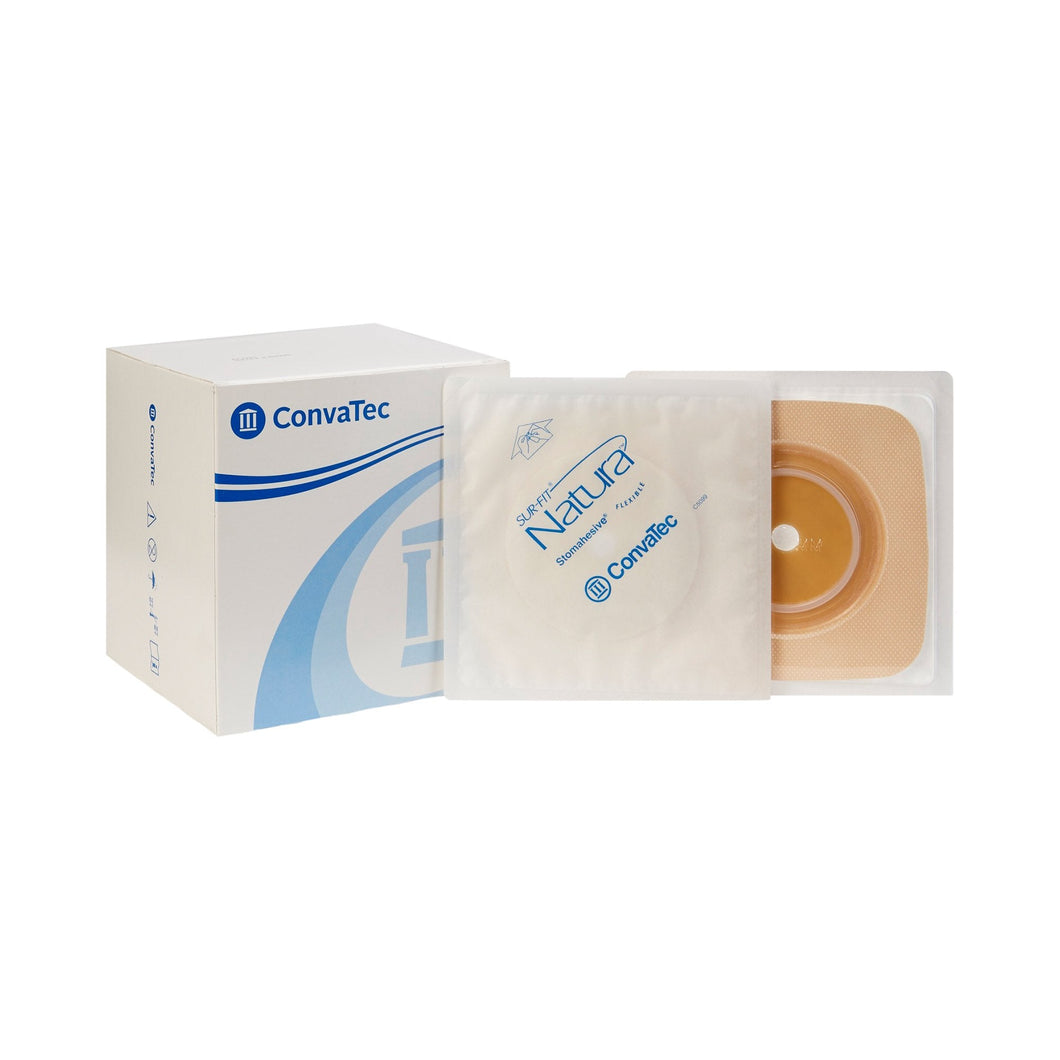 ConvaTec Ostomy Barrier Sur-Fit Natura® Trim to Fit 125265, Standard Wear Stomahesive® Adhesive 57 mm Flange Sur-Fit® Natura® System Hydrocolloid 1-3/8 to 1-3/4 Inch Opening 5 X 5 Inch