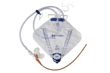 Indwelling Catheter Tray Dover™ Premium Foley 14 Fr. 5 cc Balloon Silver Hydrogel Coated Silicone
