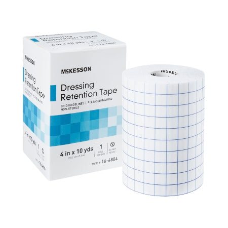 Water Resistant Dressing Retention Tape with Liner White 4 Inch X 10 Yard Nonwoven / Printed Release Paper NonSterile