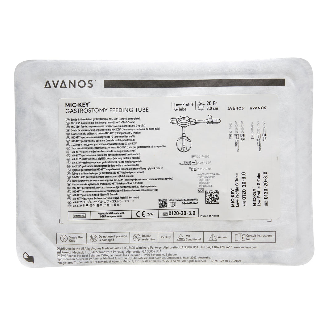 Avanos Medical Sales LLC Low Profile Gastrostomy Tube Kit MIC-Key® 20 Fr. 3.0 cm Tube Silicone Sterile #0120-20-3.0