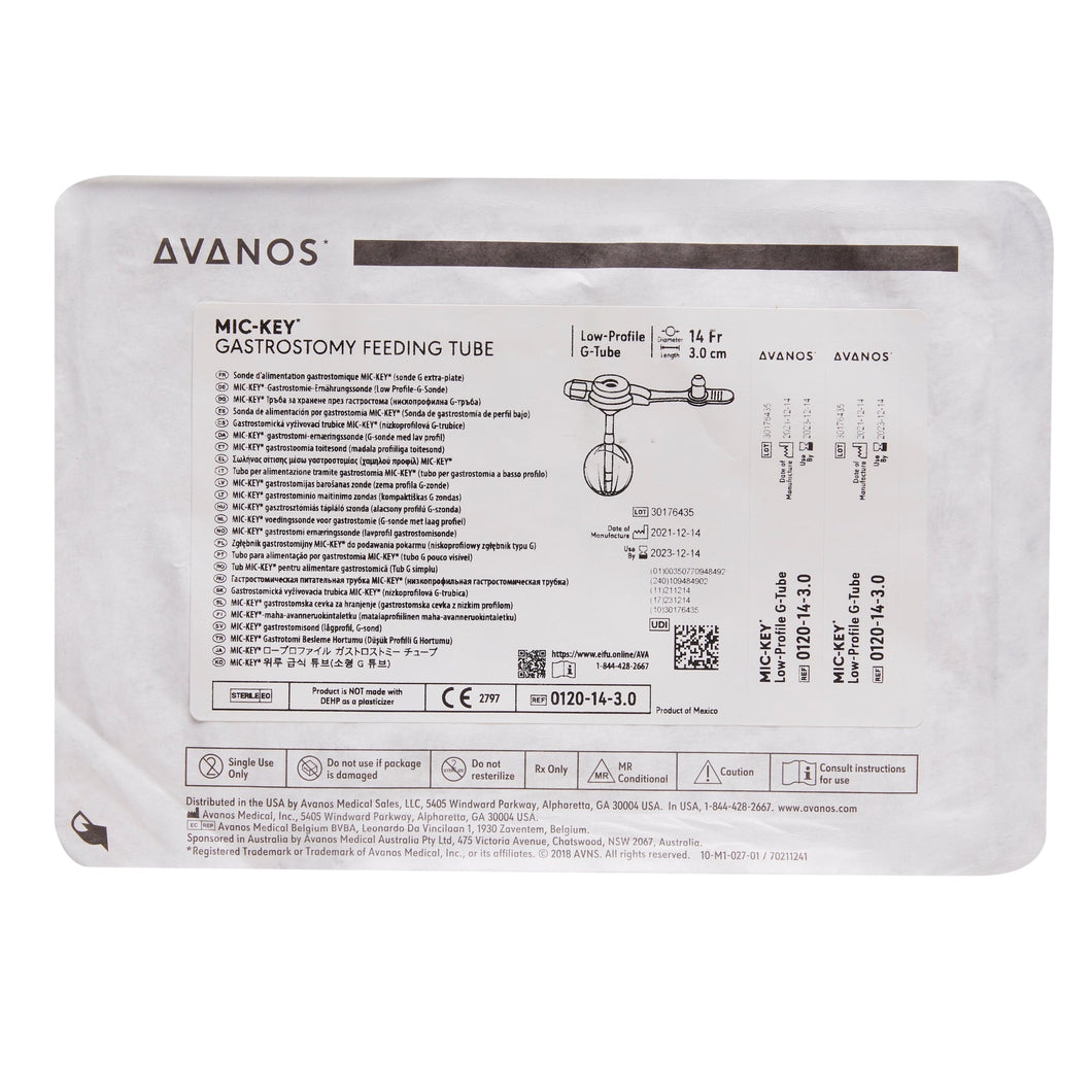 Avanos Medical Sales LLC Low Profile Gastrostomy Tube Kit MIC-Key® 14 Fr. 3.0 cm Tube Silicone Sterile #0120-14-3.0