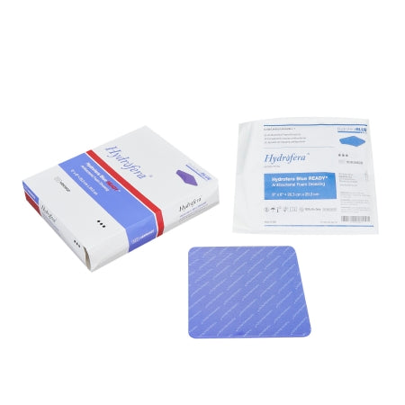 Antibacterial Foam Dressing HydraferaBLUE® READY 8 X 8 Inch Square Non-Adhesive without Border Sterile