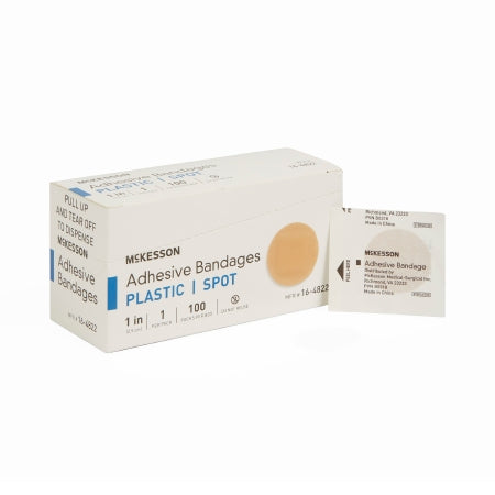 Adhesive Spot Bandage 1 Inch Plastic Round Tan Sterile