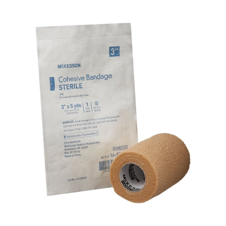 Cohesive Bandage 3 Inch X 5 Yard Self-Adherent Closure Tan Sterile Standard Compression