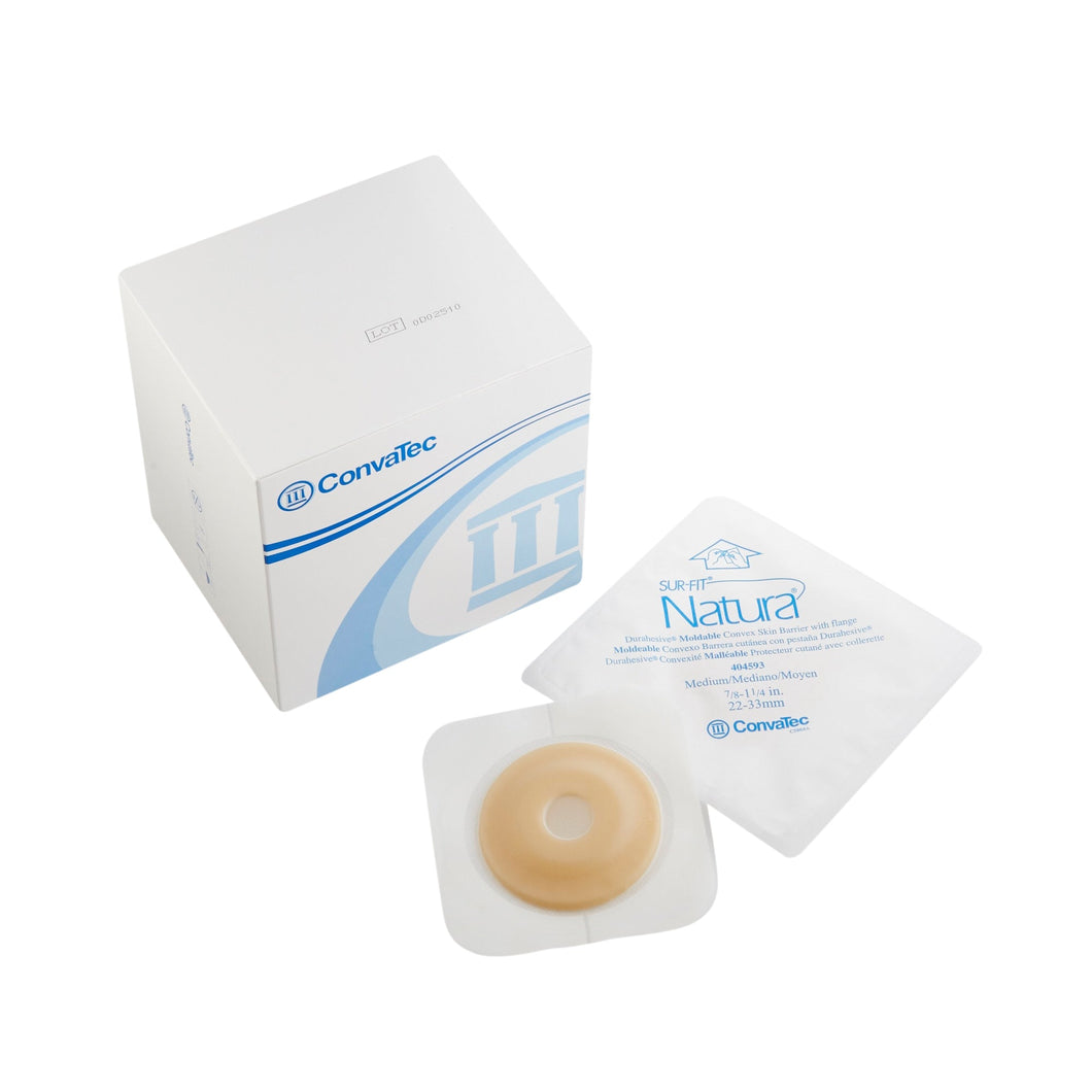 ConvaTec Ostomy Barrier Sur-Fit Natura® Durahesive® Moldable 404593, Extended Wear Acrylic Tape 45 mm Flange Sur-Fit Natura® System Hydrocolloid 7/8 to 1-1/4 Inch Opening 4-1/2 X 4-1/2 Inch