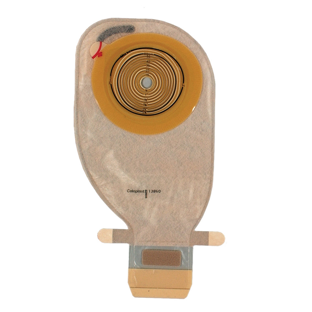 Coloplast Ostomy Pouch Assura® 13870 Inspire One-Piece System 11 Inch Length Flat, Trim to Fit 10 to 70 mm Stoma Drainable