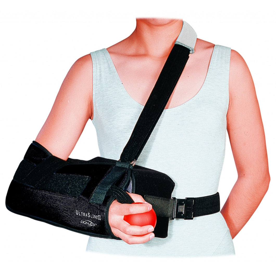 Sling with Abduction Pillow DonJoy® UltraSling® II Medium Nylon / Polyester / Polyurethane Foam / Terry Cloth Buckle Closure / Hook and Loop Strap Closure Left or Right Arm #11-0449-3-06000