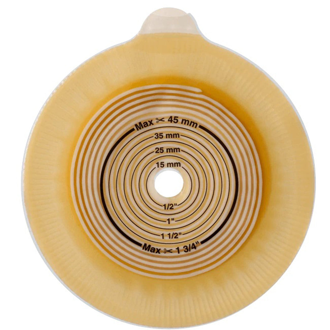 Coloplast Ostomy Barrier 2831 Assura®2 Trim to Fit, Extended Wear Silicone Based Adhesive 40 mm Flange Green Code System Synthetic Resin 3/8 to 1-3/8 Inch Opening