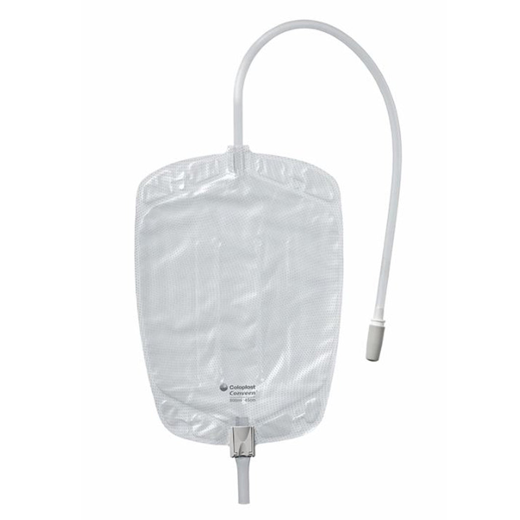 Coloplast Urinary Leg Bag Conveen® Security+ Anti-Reflux Valve Sterile 600 mL Polyethylene / Flocked #5171