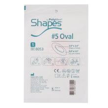 Load image into Gallery viewer, Ferris Manufacturing Foam Dressing PolyMem® Shapes® 3-1/2 X 5 Inch With Border Film Backing Adhesive Oval Sterile #8053
