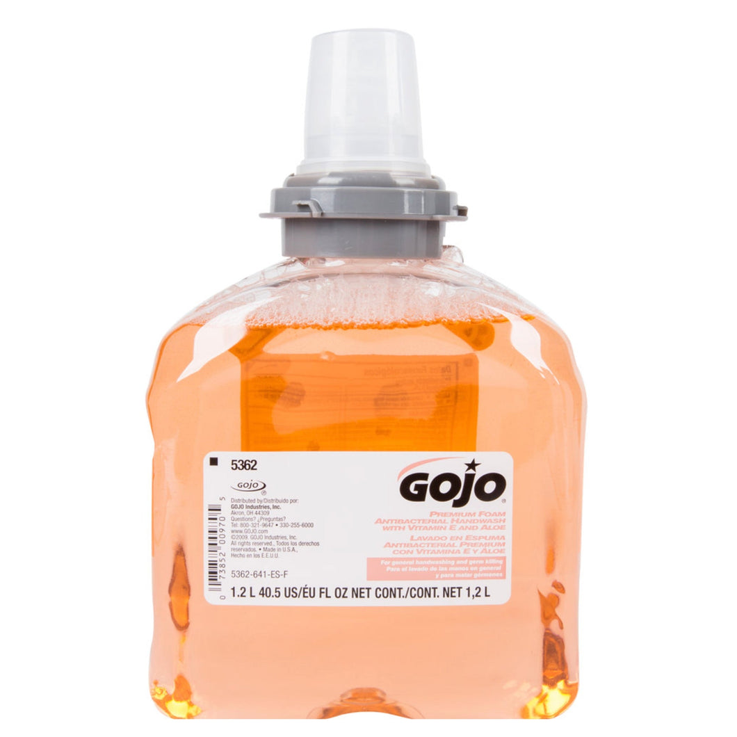 Antibacterial Soap GOJO® Premium Foaming 1,200 mL Dispenser Refill Bottle Fresh Fruit Scent