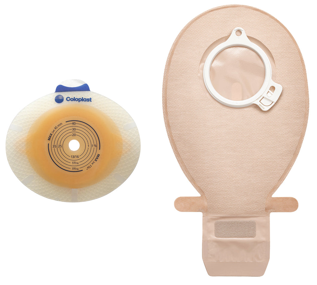 Coloplast Ostomy Barrier 10023 SenSura® Click Precut, Standard Wear Double Layer Adhesive 50 mm Flange Red Code System 1-3/8 Inch Opening