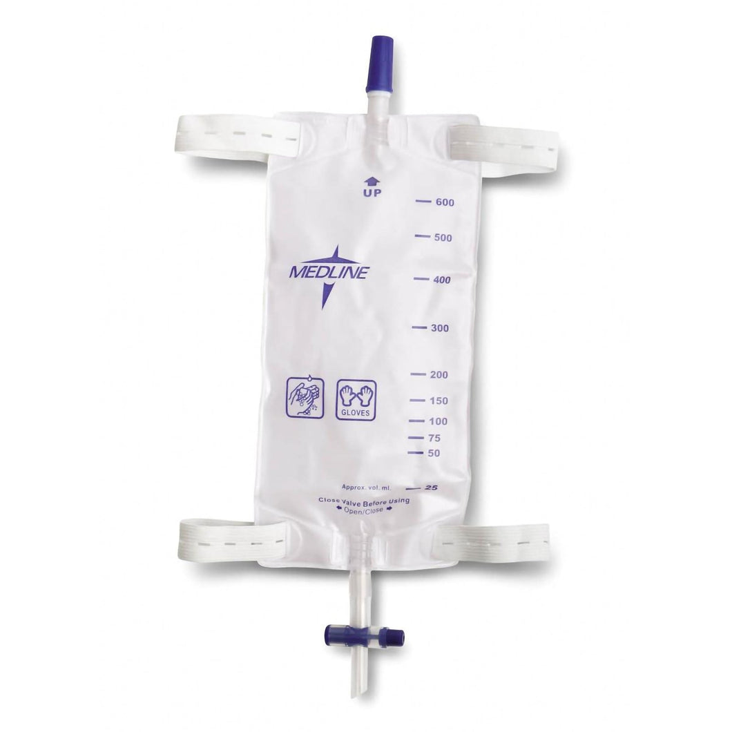 Medline Urinary Leg Bag Anti-Reflux Valve Sterile 600 mL Vinyl #DYND12584