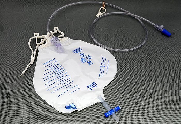 Amsino Urinary Drain Bag AMSure® Anti-Reflux Valve Sterile 2,000 mL Vinyl #AS322