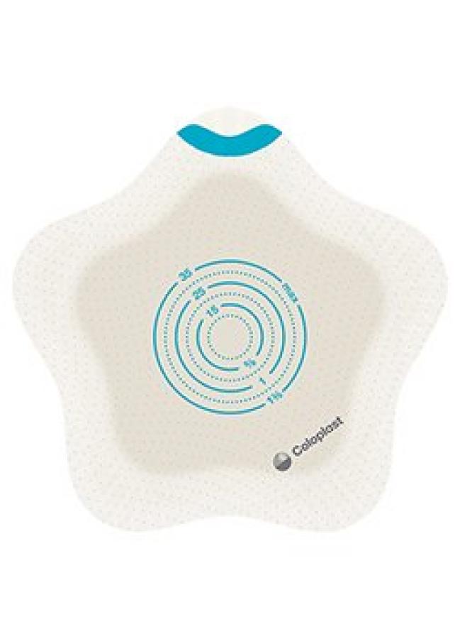 Coloplast Ostomy Barrier SenSura® 18747 Mio Kids Trim to Fit, Standard Wear Adhesive Coupling Without Flange Green Code System 0 to 1-3/8 Inch Opening