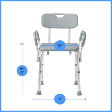Load image into Gallery viewer, Medline Shower Chair with Backrest and Padded Armrests, 350 lb. Capacity, Gray, Aluminum, #G2-100KHX1
