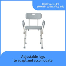 Load image into Gallery viewer, Medline Shower Chair with Backrest and Padded Armrests, 350 lb. Capacity, Gray, Aluminum, #G2-100KHX1
