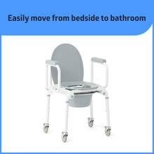 Load image into Gallery viewer, Medline Aluminum Drop-Arm Commode with 4 Locking Casters #G1-506DWX1
