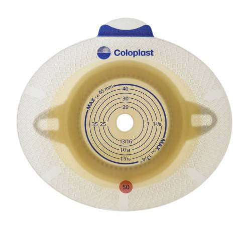 Coloplast Ostomy Barrier 10045 SenSura® Flex Xpro Trim to Fit, Extended Wear Double Layer Adhesive 70 mm Flange Yellow Code System 3/8-2-1/2 Inch Opening