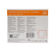 Load image into Gallery viewer, Smith &amp; Nephew Thin Foam Dressing Allevyn Gentle Border Lite 3 X 3 Inch With Border Film Backing Silicone Gel Adhesive Square Sterile #66800834
